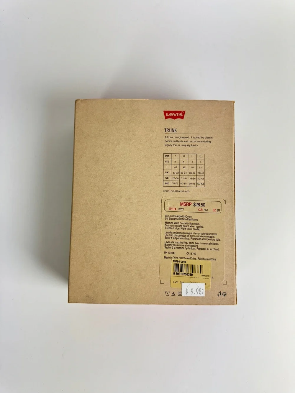 Levi's Men Gray Trunk Underwear 2 Pack Size S